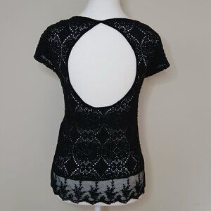 Dulcie Black Lace Sheer Top Size Small